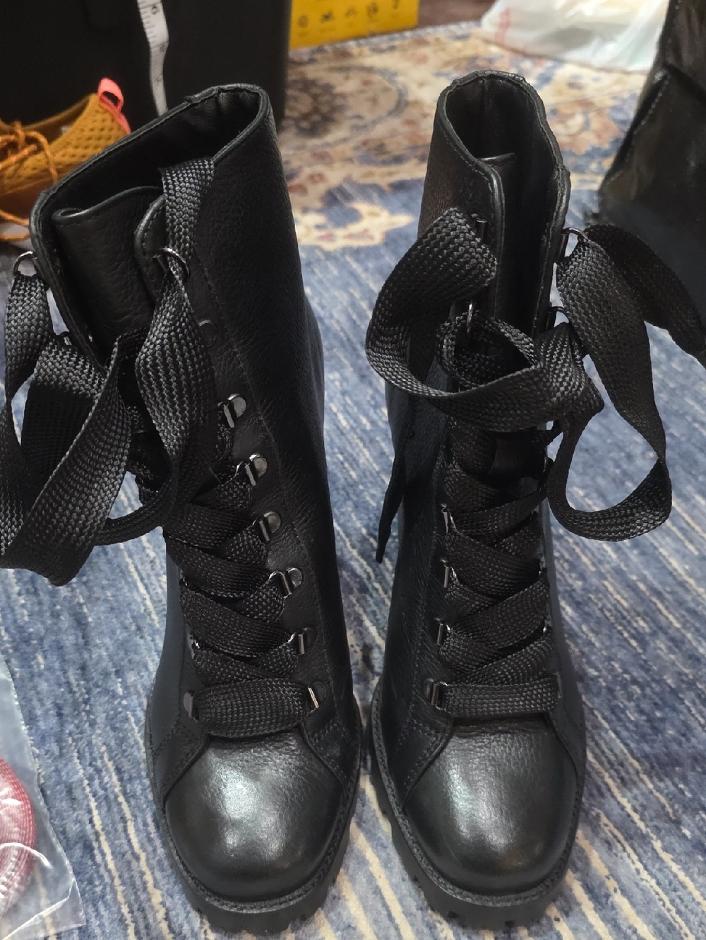 Schutz Black Women's Lace-Up Ankle Boots